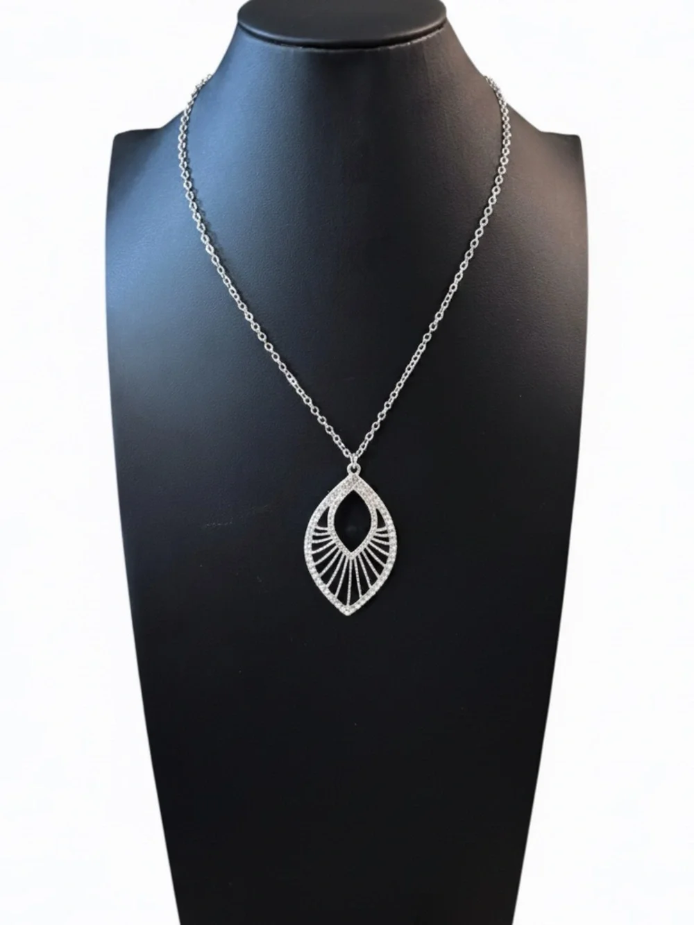 Womens Silver Tone Teardrop Pendant Necklace
